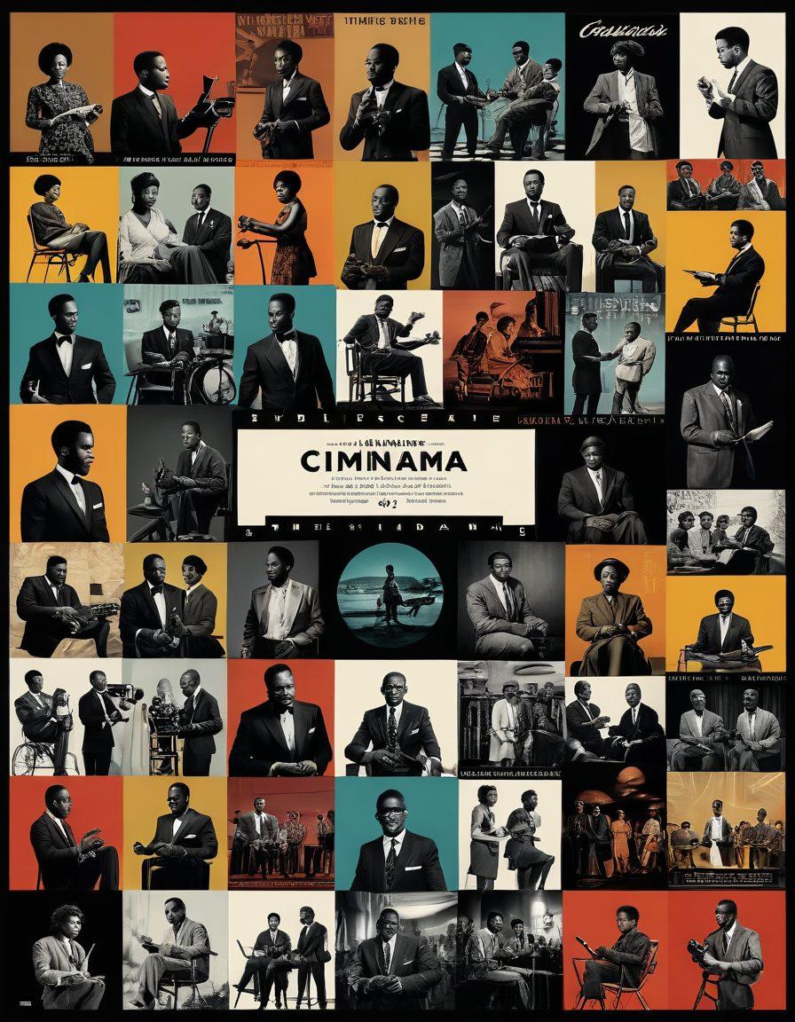 A visually dynamic collage showcasing iconic scenes from black cinema, blending softcore and hardcore content. Depict a timeline evolving from suggestive vintage posters to bold, modern film stills, emphasizing diversity in representation. Include film reels, a director's chair, and subtle nods to influential black filmmakers. The atmosphere should reflect a rich tapestry of cultural history and artistic expression. vibrant colors. cinematic style. vintage texture.