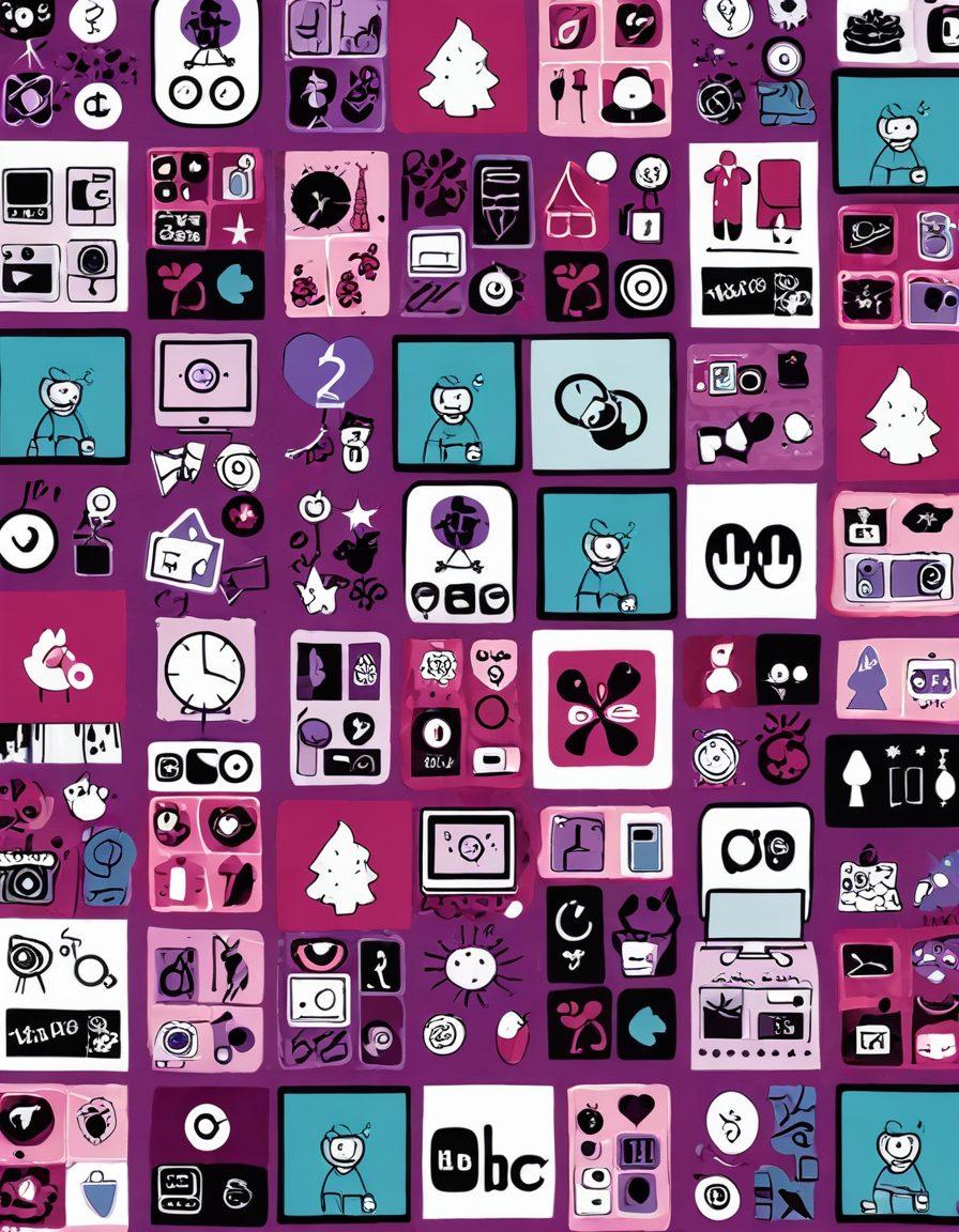 A visually engaging collage of various adult video blog elements, featuring computer screens with explicit video thumbnails, a magnifying glass highlighting 'Top Picks', and playful cartoonish icons symbolizing exploration and discovery. The background should be a soft gradient mixing deep reds and purples to suggest intimacy. Add playful cartoon characters viewing videos with expressions of curiosity and surprise. vibrant colors. digital art.